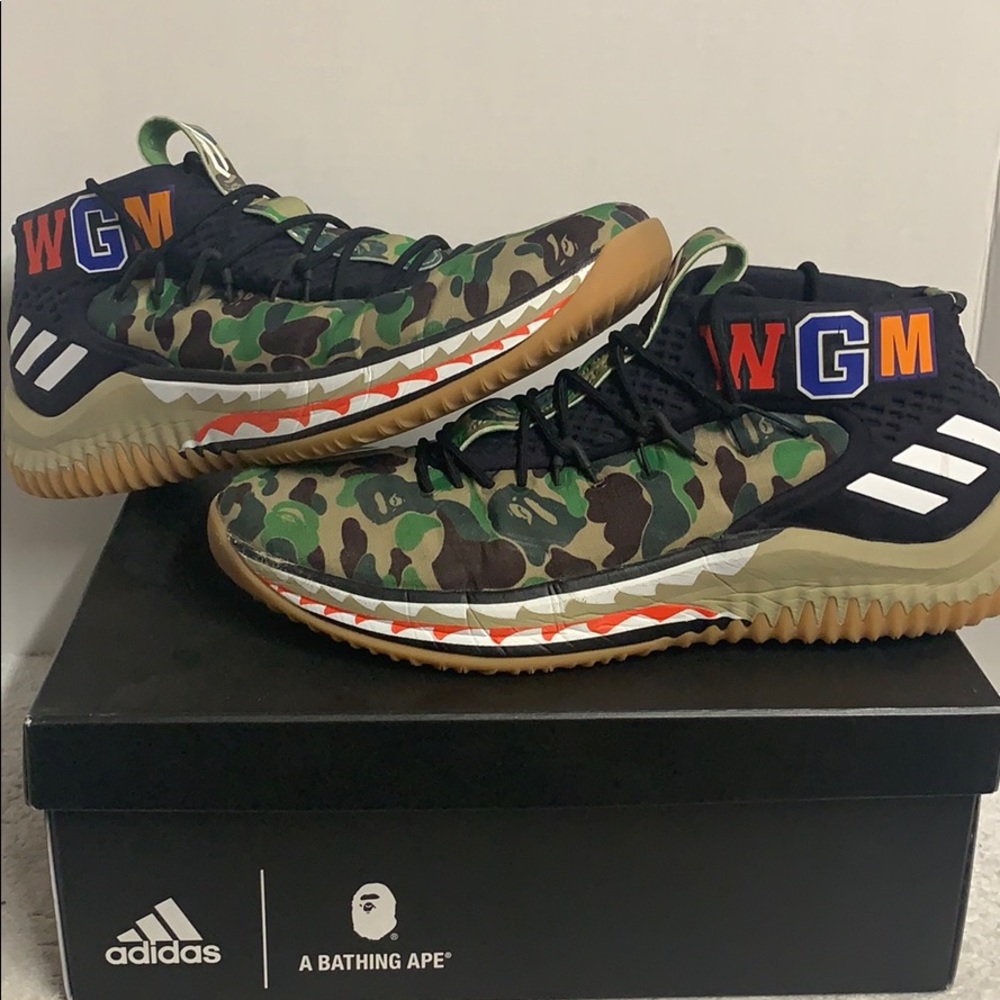 Adidas Dame 4 Bape Green Camo Basketball Shoes